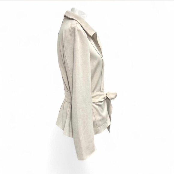 Truth Republic Cream Jacket Blazer Zip Belt Faux Leather Large New - Picture 3 of 10